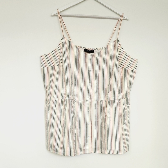 NWT LANE BRYANT White Multi Striped Button-Front Lined Cami Top Size 22 - Picture 3 of 13